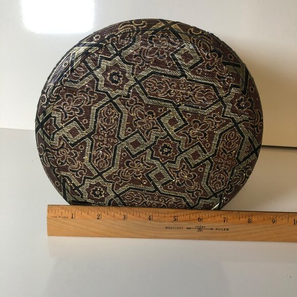 Vintage Round Tapestry Design Storage Box Carrier Vinyl Travel Luggage HandleZip - Picture 3 of 10